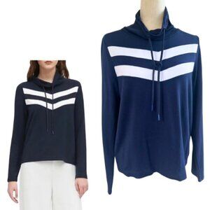 BANANA REPUBLIC Navy & White Colorblock Baby Terry Funnel Neck Pullover Size M